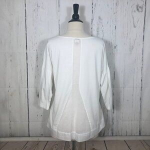 Sundance White Sheer Panel Tunic Top 3/4 Sleeve Cotton Pull On Medium